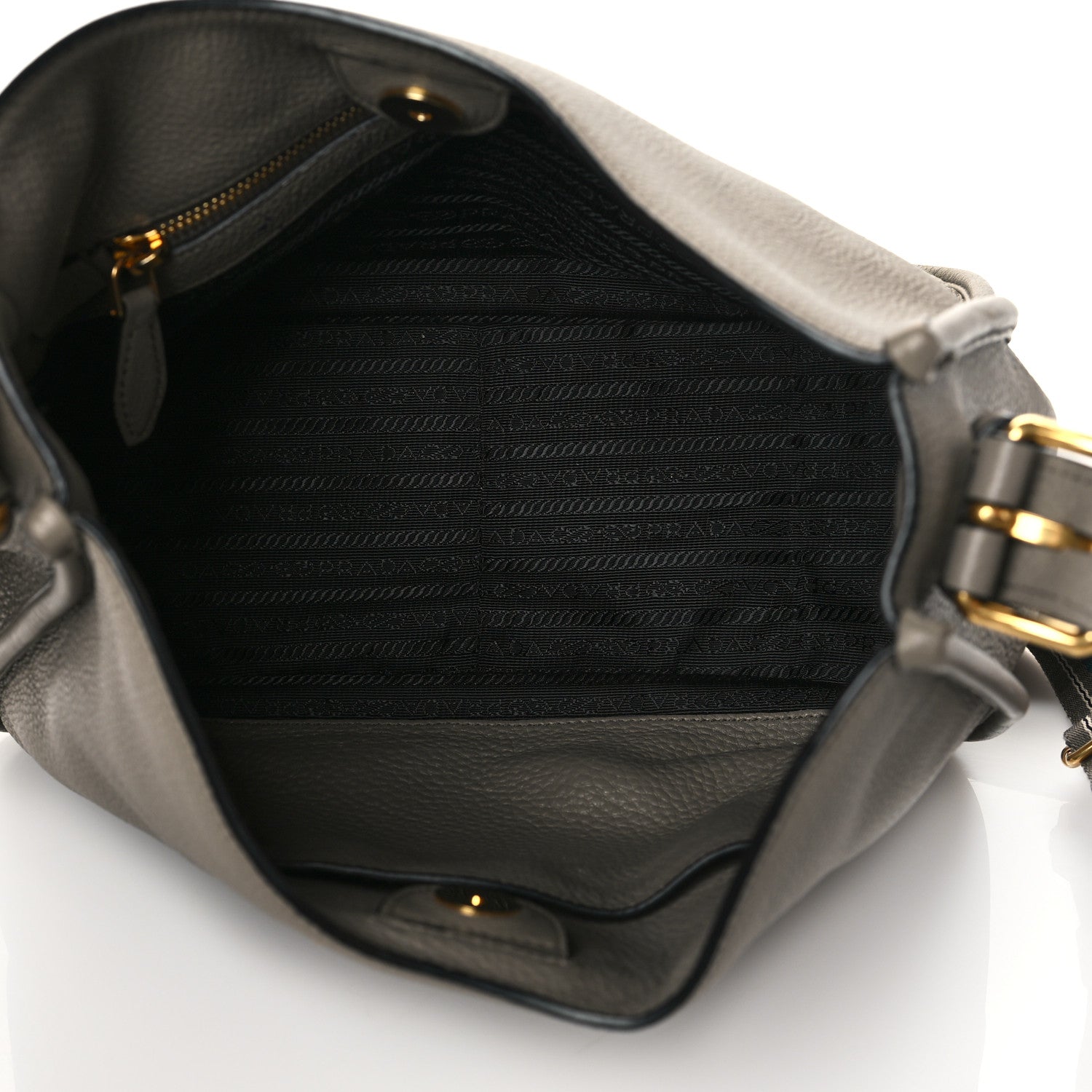 Prada Vitello Daino Double Strap Messenger Hobo Argilla 5 of 9