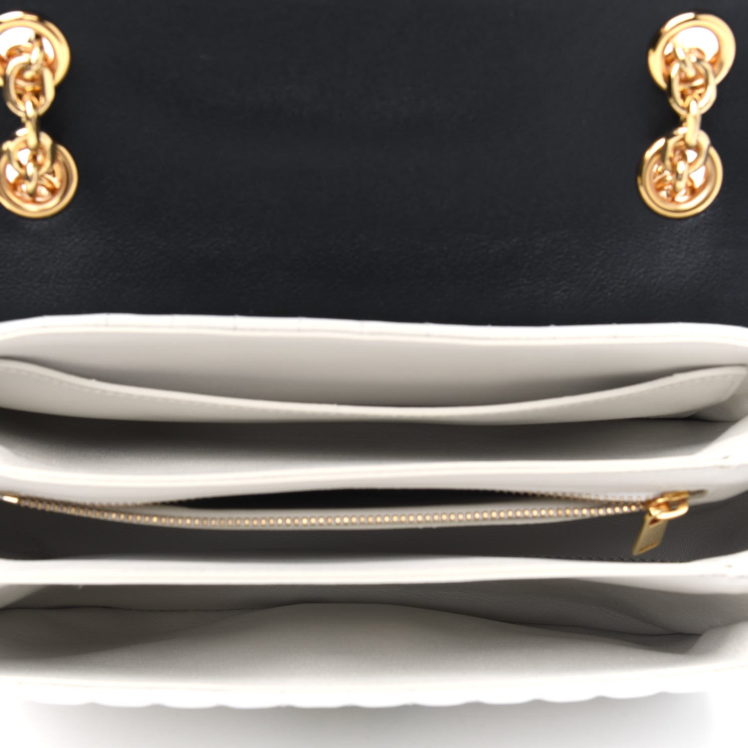 Celine Calfskin Quilted Medium C Bag Black White 3 of 4