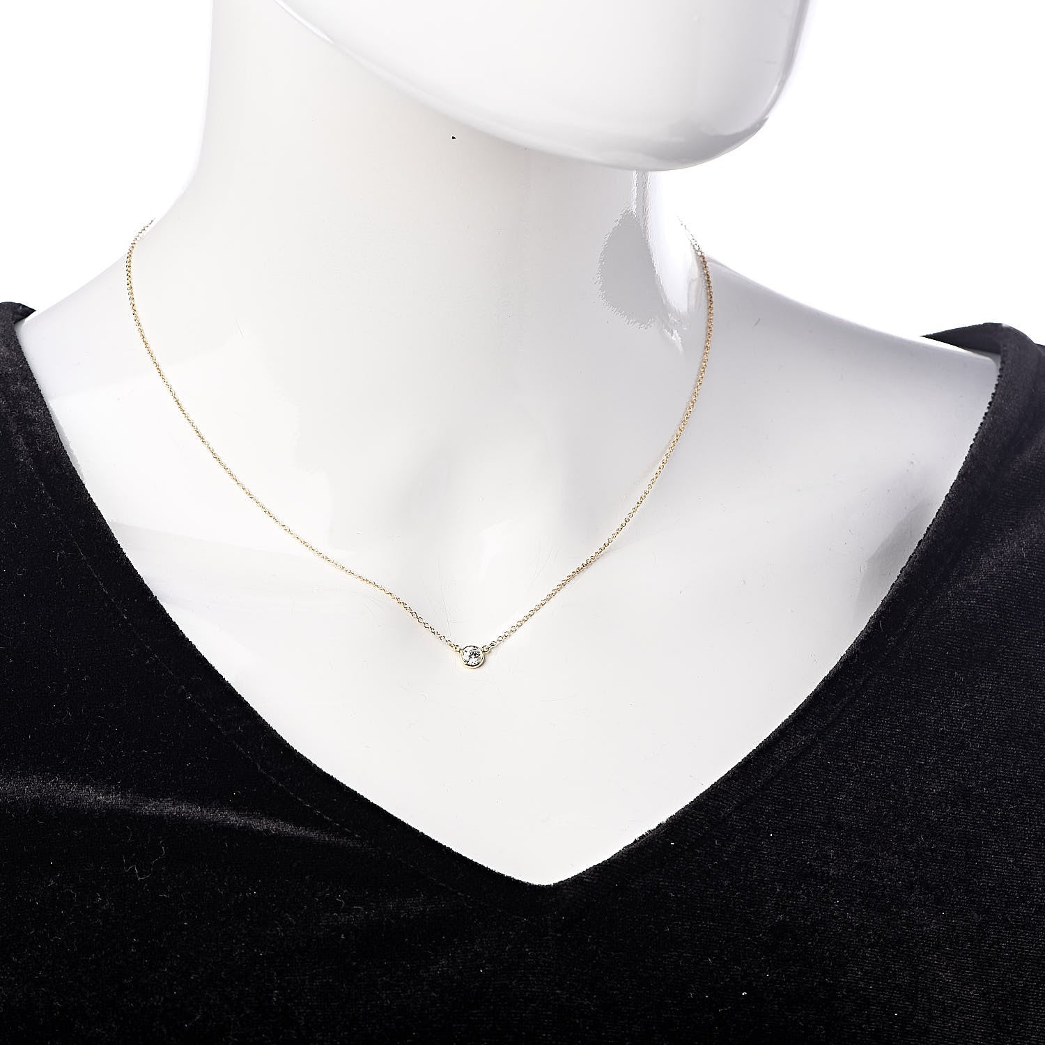 Tiffany 18K Yellow Gold Diamond .19ct Elsa Peretti Diamonds by the Yard Pendant Necklace 2 of 5