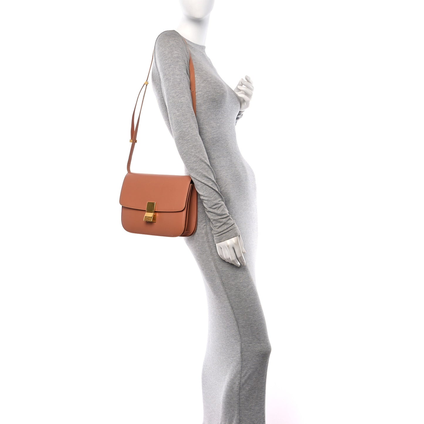 Box Calfskin Medium Classic Box Flap Bag Nude