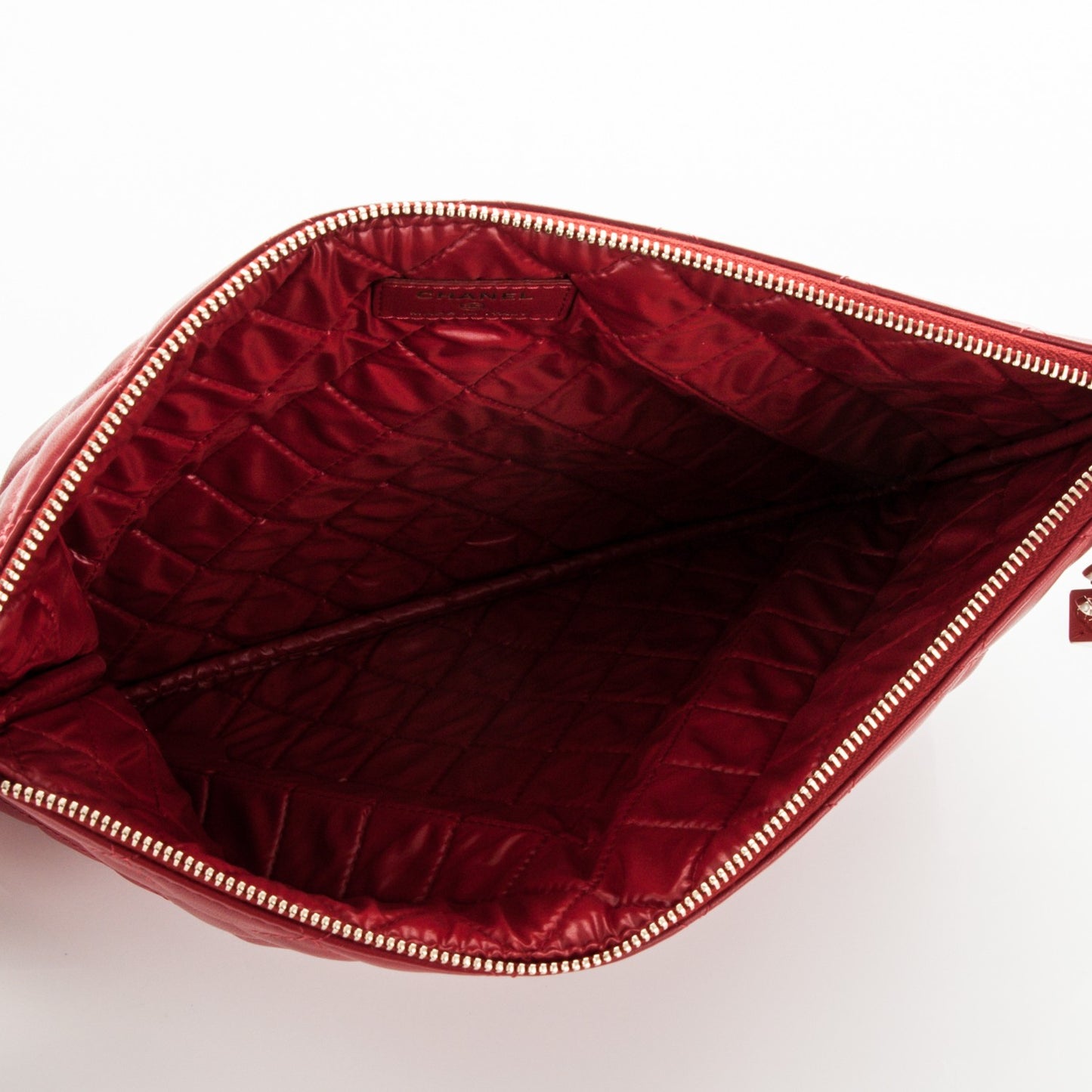 Lambskin Quilted Medium Casino Beauty CC Cosmetic Case Red