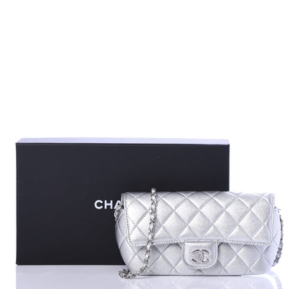 Chanel Metallic Lambskin Quilted Glasses Case With Chain Silver 9 of 9