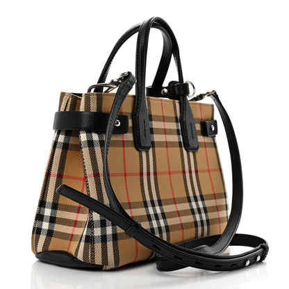 Burberry Goatskin Vintage Check Small Banner Tote Black 3 of 10