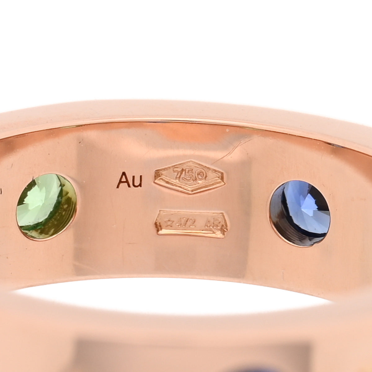 18K Rose Gold Diamond Sapphire Tsavorite Garnet Roman Sorbet Band Ring 49 5