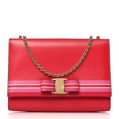 Salvatore Ferragamo Pebbled Calfskin Vara Bow Shoulder Bag Pamplona 1 of 10