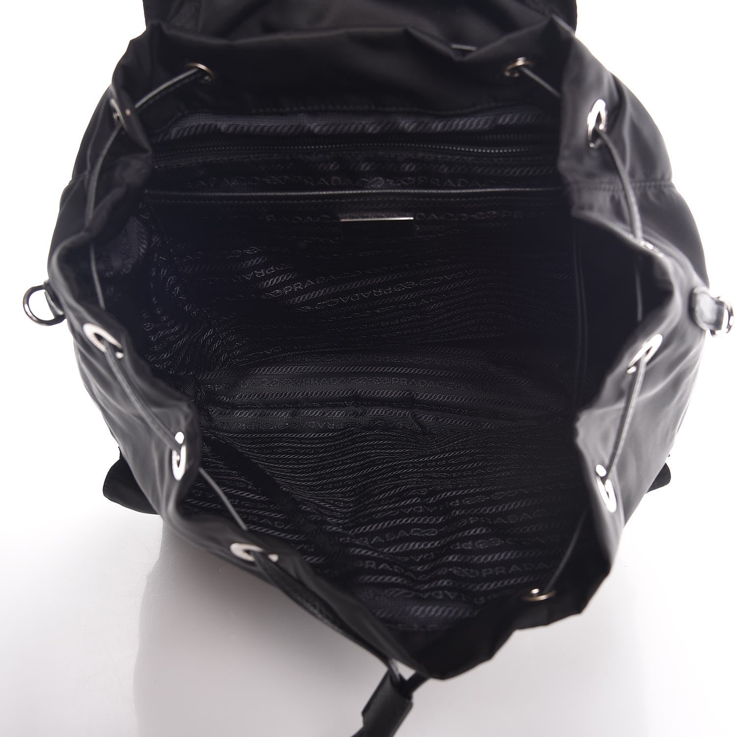 Prada Nylon New Vela Studded Backpack Black Fuoco 5 of 8