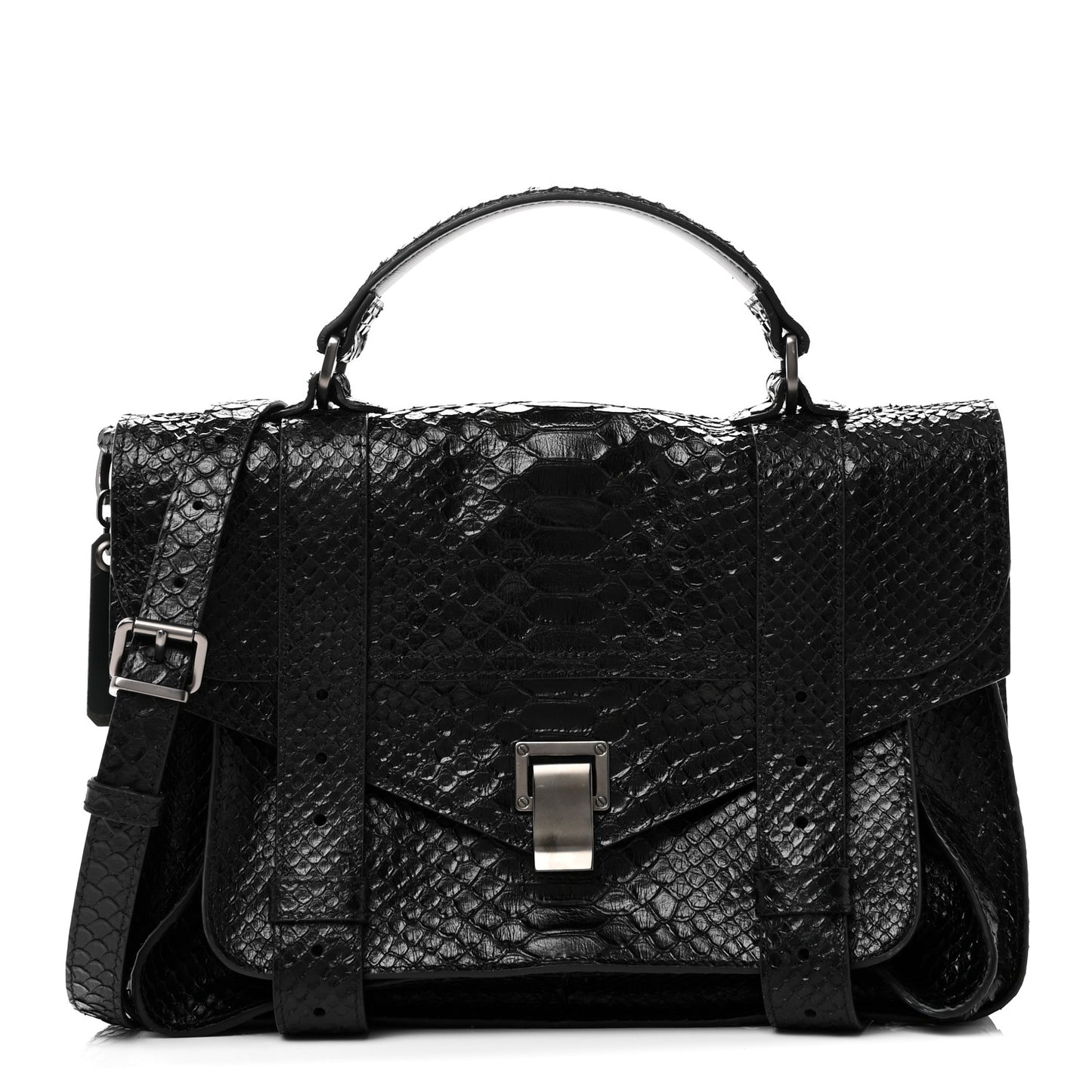Snakeskin Medium PS1 Satchel Black