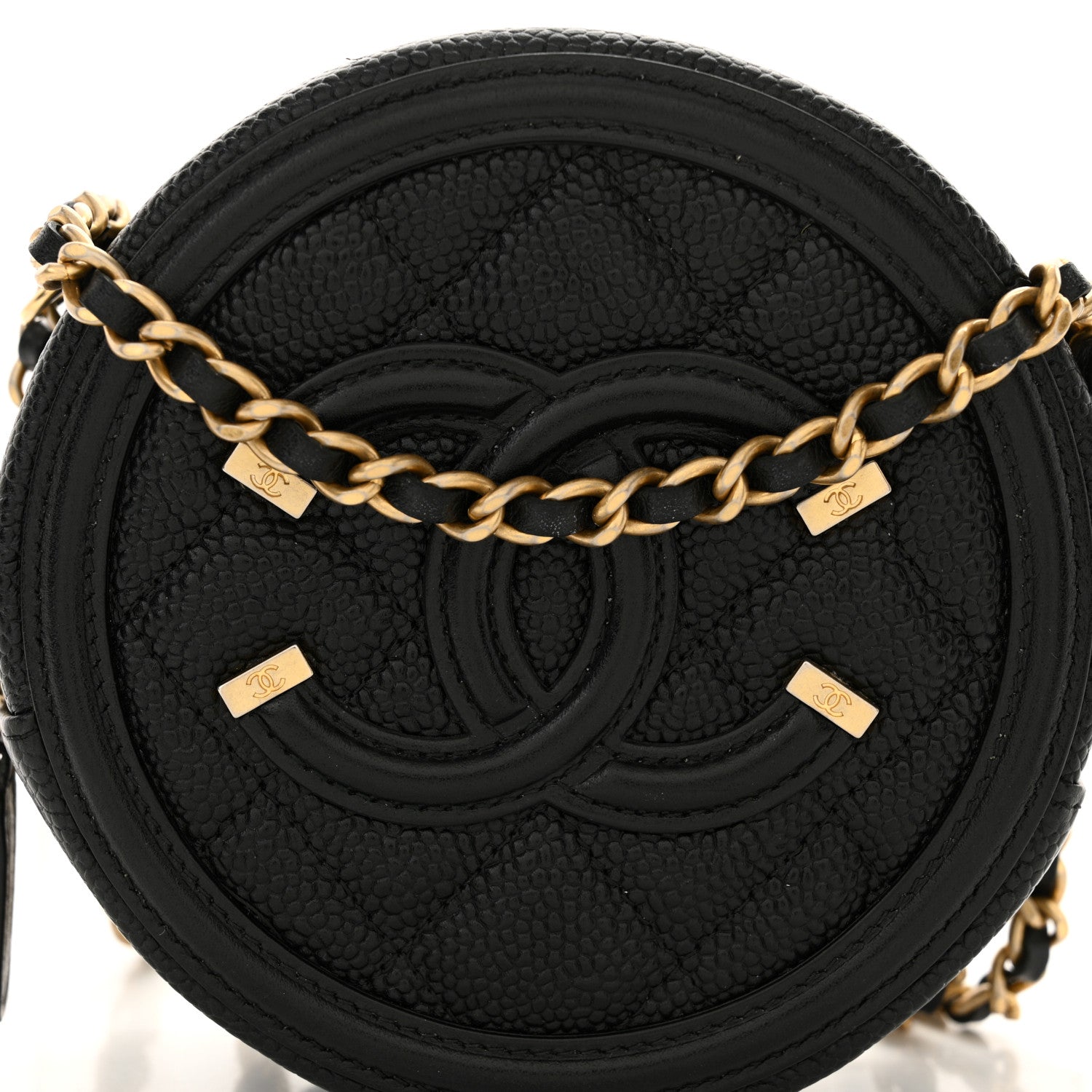 Chanel Caviar Quilted Round Filigree Crossbody Black 8 of 12