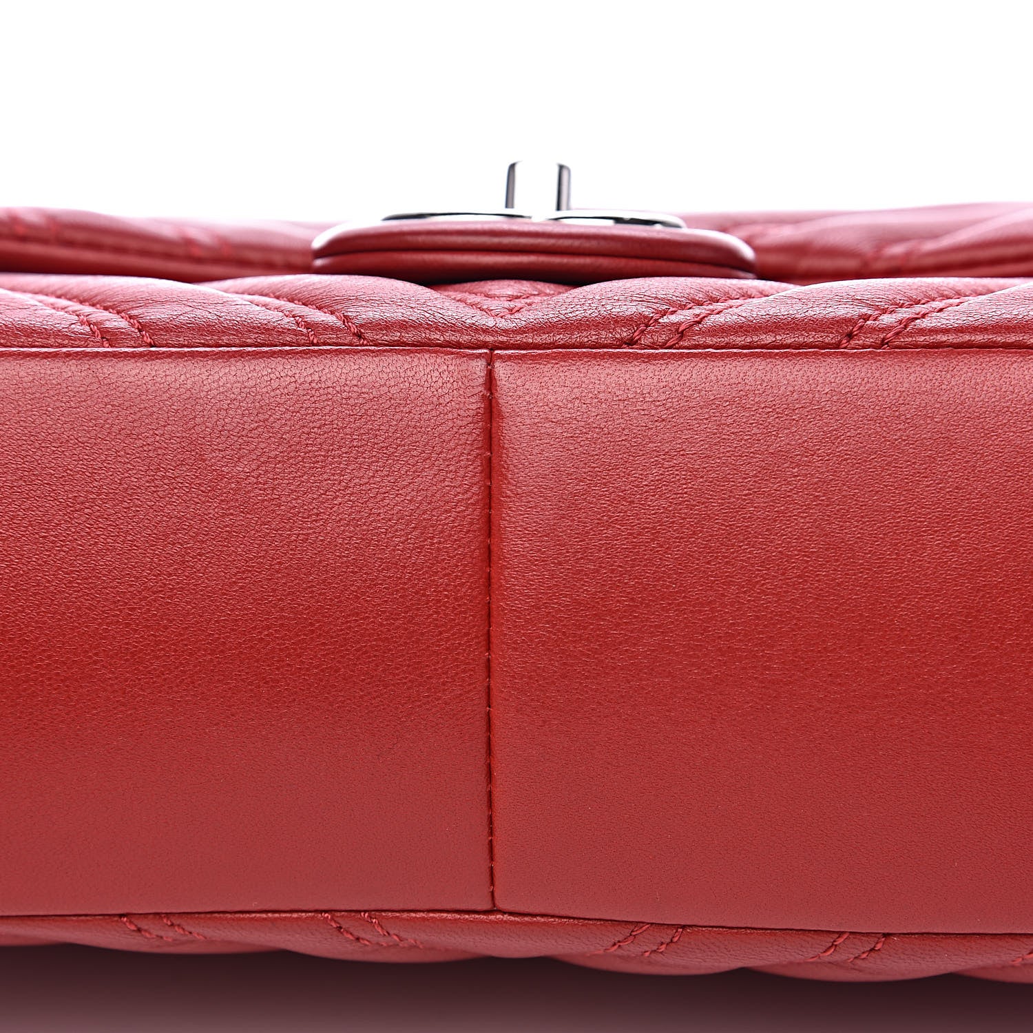 Chanel Lambskin Chevron Double Stitch Jumbo Single Flap Red 9 of 13