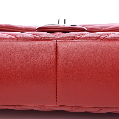 Chanel Lambskin Chevron Double Stitch Jumbo Single Flap Red 9 of 13