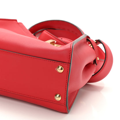 Fendi Vitello Seta Canvas FF Embroidered Mini Peekaboo Iconic Satchel Rosso Cardinale Multicolor 8 of 8