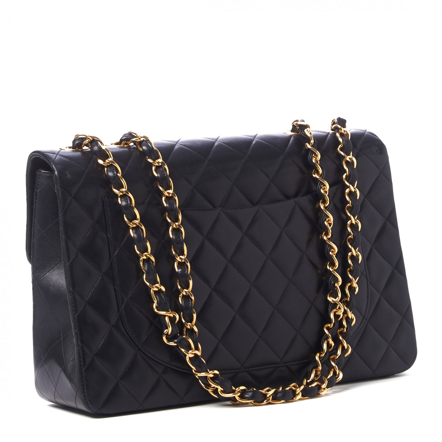 Lambskin Quilted XL Jumbo Single Flap Black