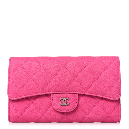 Chanel Caviar Quilted Large Flap Wallet Pink 1 of 10