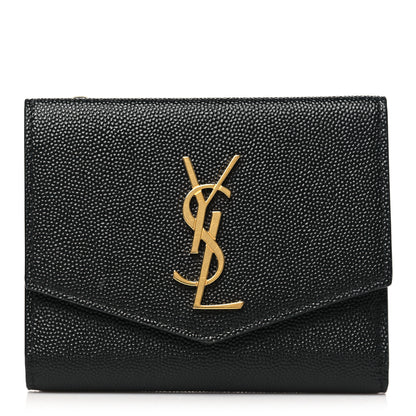 Saint Laurent Grain De Poudre Monogram Bi-Fold Wallet Black 1 of 8