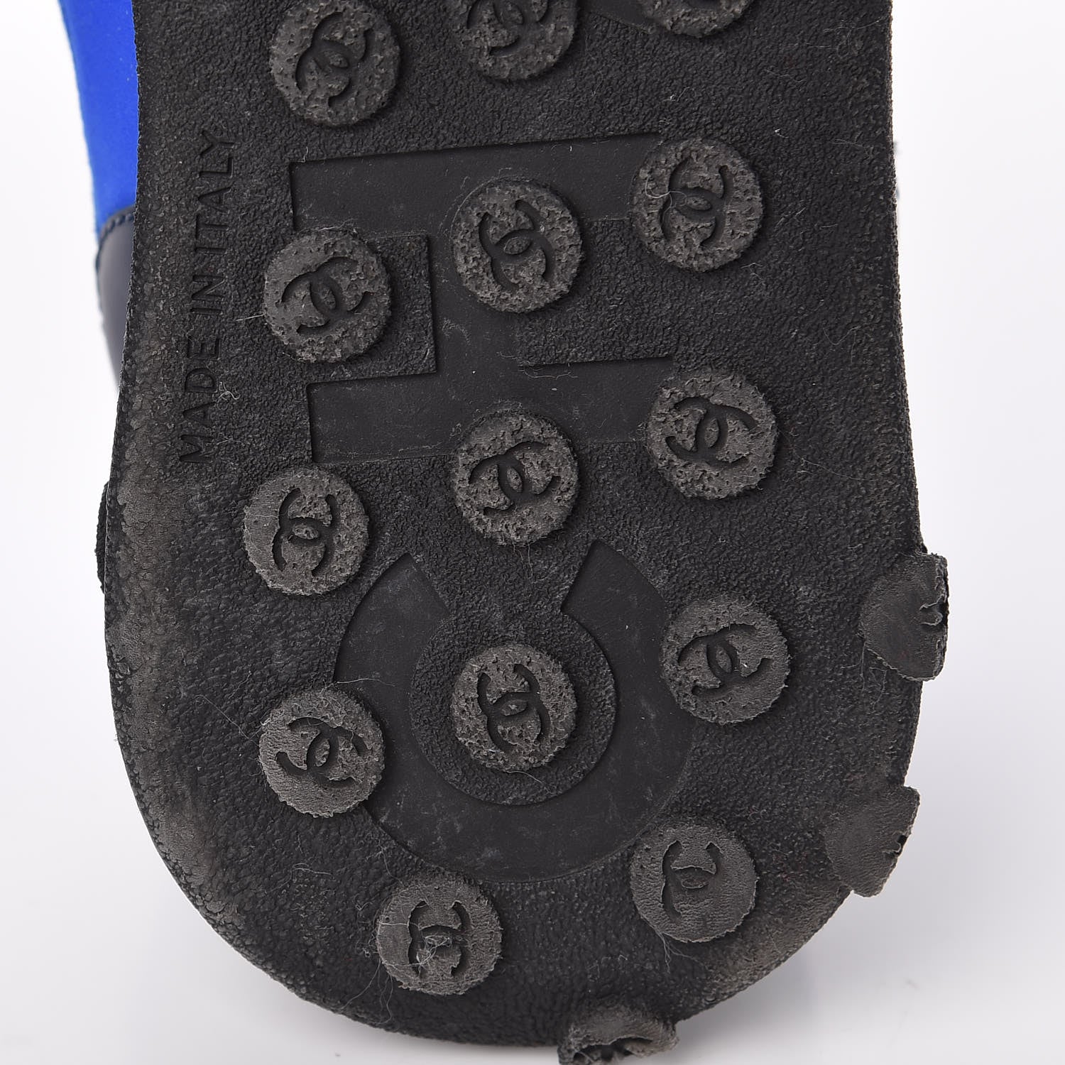 Chanel Calfskin Mesh Lycra Womens Logo Sneakers 39 Royal Blue 8 of 10
