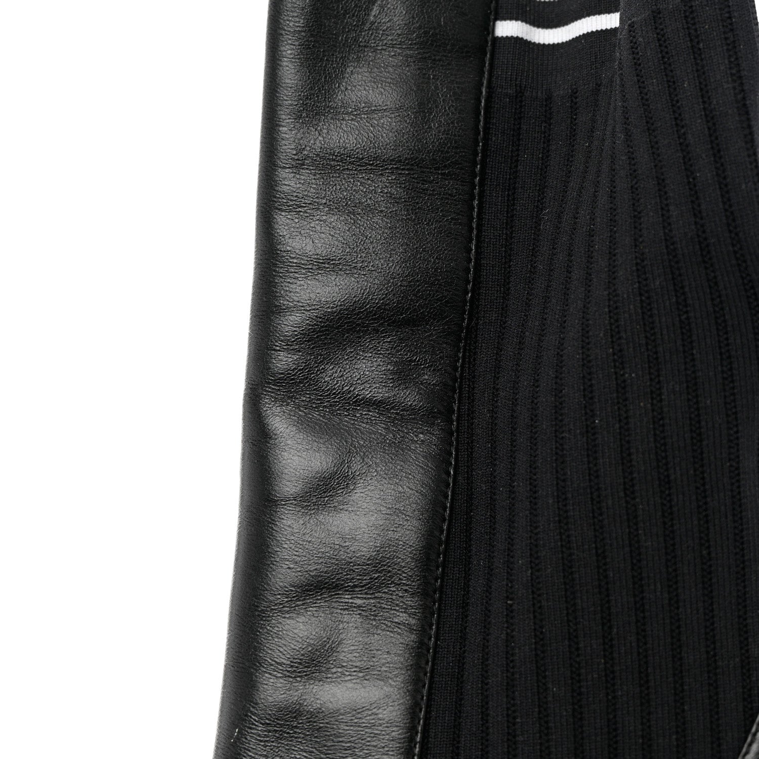 Fendi Vitello Lucido Stretch Fabric Striped Rockoko 105mm Sock Boots 39 Black 7 of 8