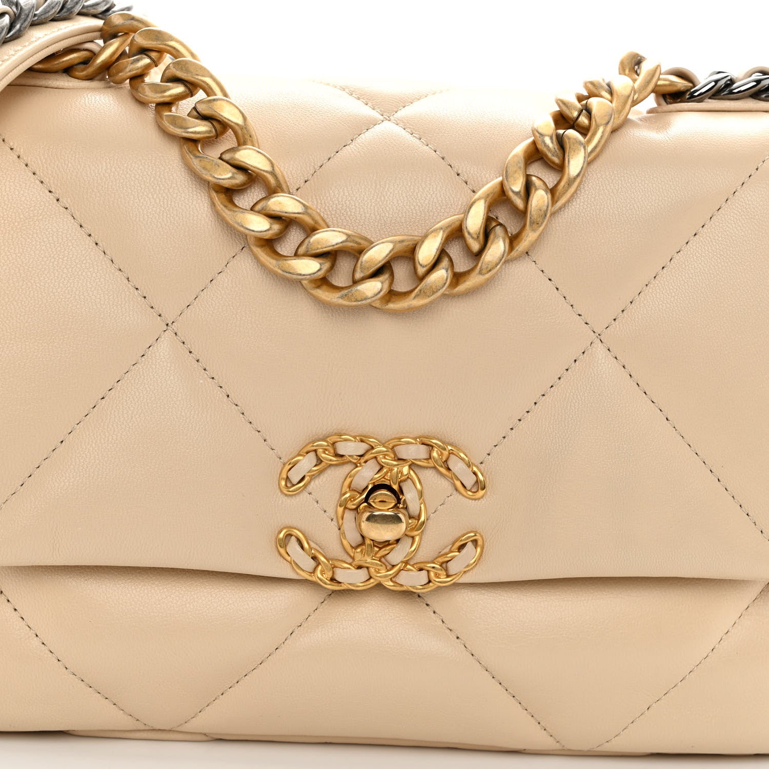 Chanel Goatskin Quilted Medium Chanel 19 Flap Beige 8 of 11