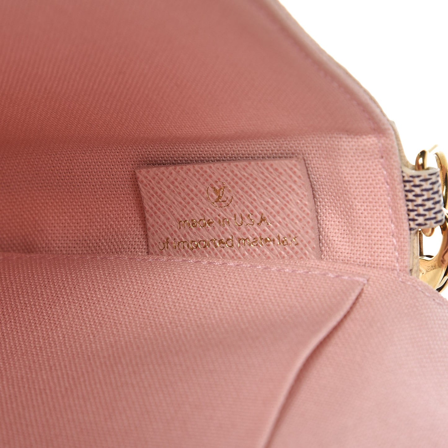 Damier Azur Pochette Felicie Chain Wallet Rose Ballerine