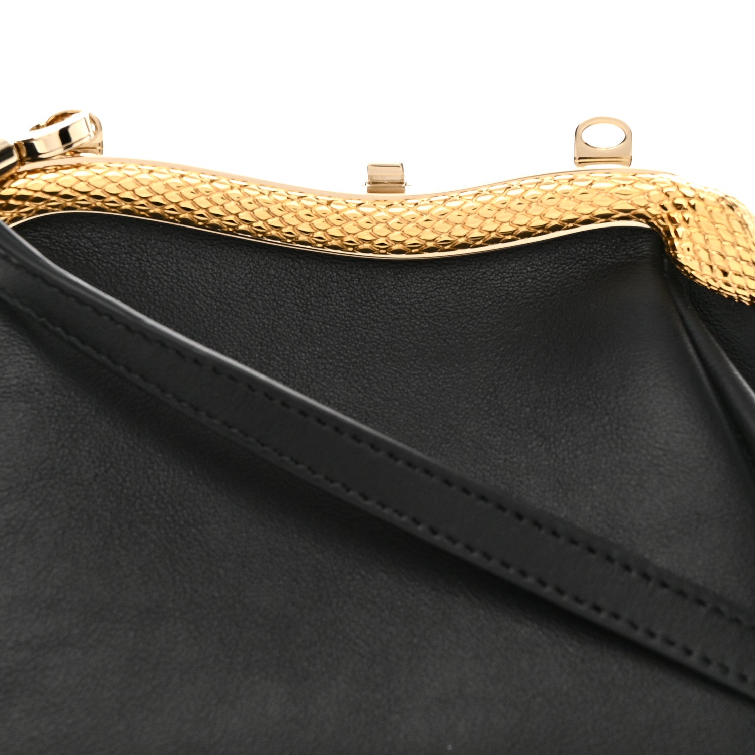 Bulgari Nappa Serpentine Clutch With Strap Black 9 of 11