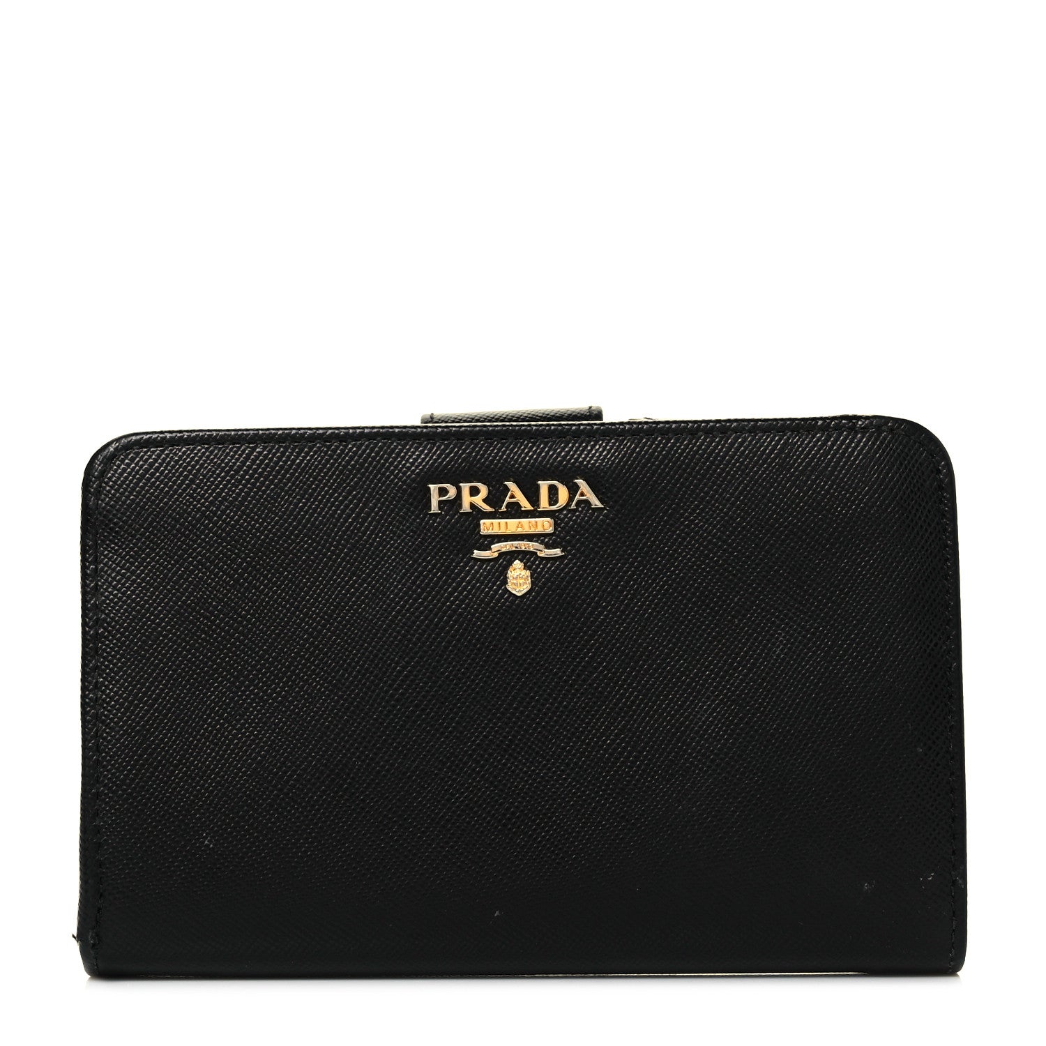 Prada Saffiano Metal Compact Wallet Black 1 of 10