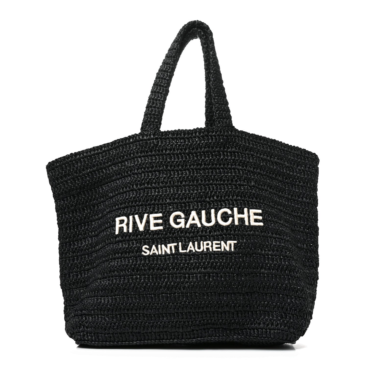 Saint Laurent Raffia Rive Gauche Tote Black 1 of 10