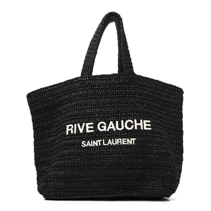 Saint Laurent Raffia Rive Gauche Tote Black 1 of 10