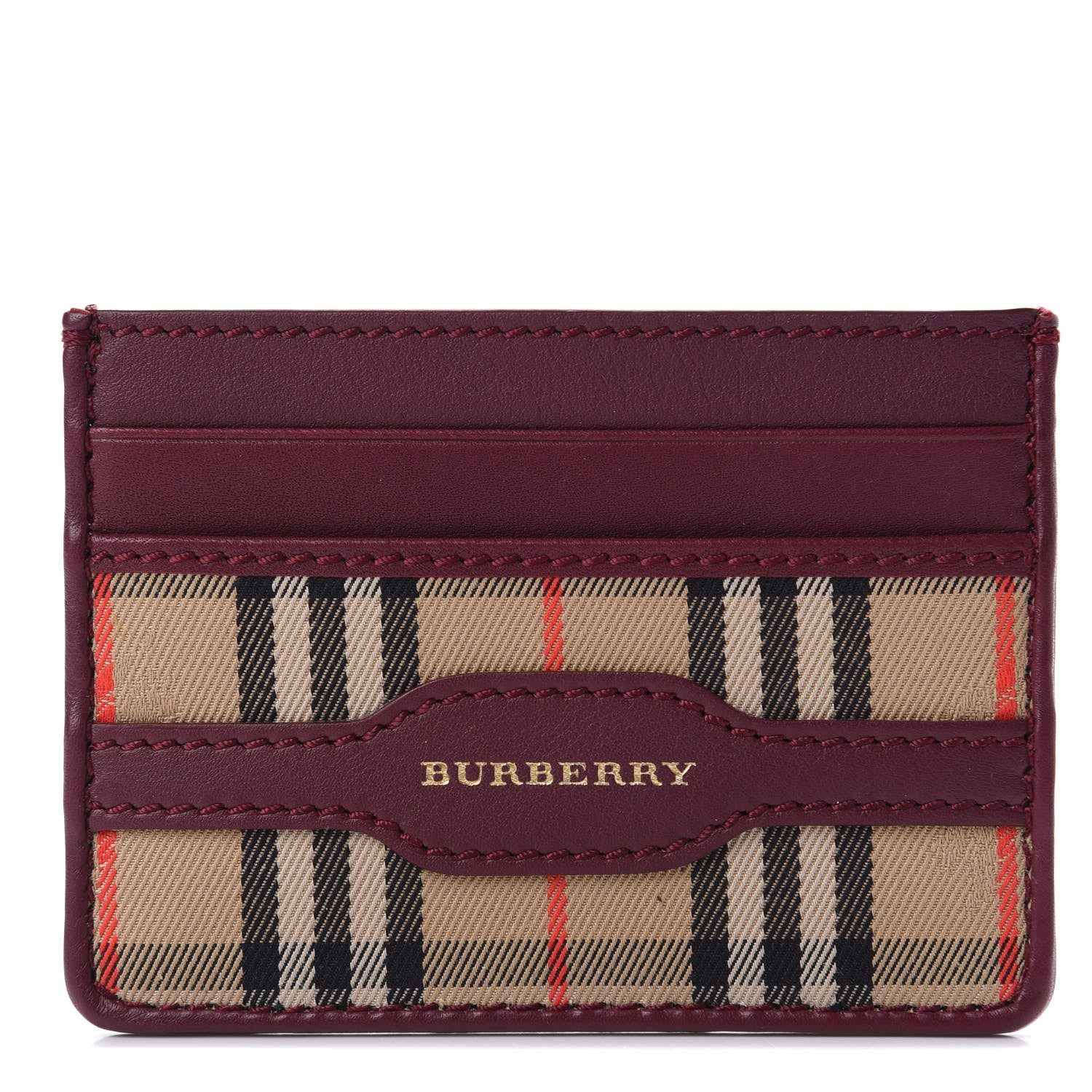 Burberry Smooth Calfskin 1983 Knight Check Card Case Antique Red 1 of 7