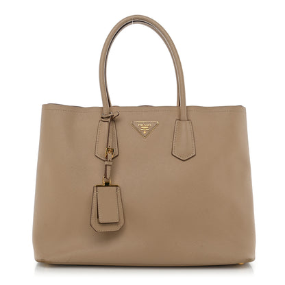 Prada Saffiano Cuir Medium Double Bag Sabbia 1 of 15