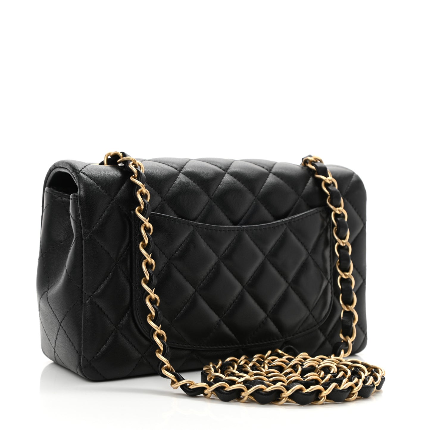 Lambskin Quilted Mini Rectangular Flap Black
