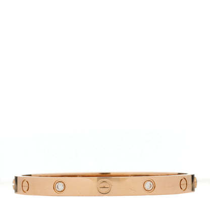 Cartier 18K Pink Gold 4 Diamond LOVE Bracelet 17 1 of 8