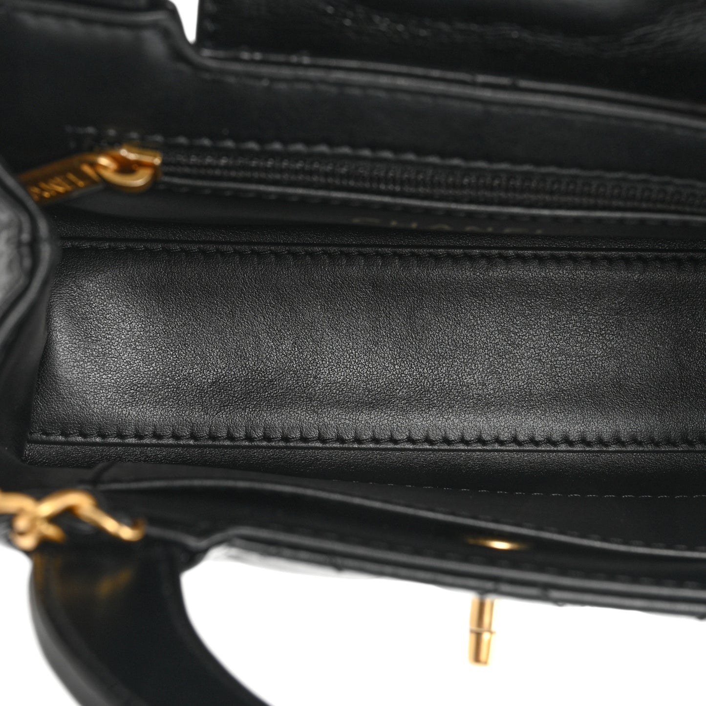 Shiny Aged Calfskin Quilted Nano Kelly Shopper Black