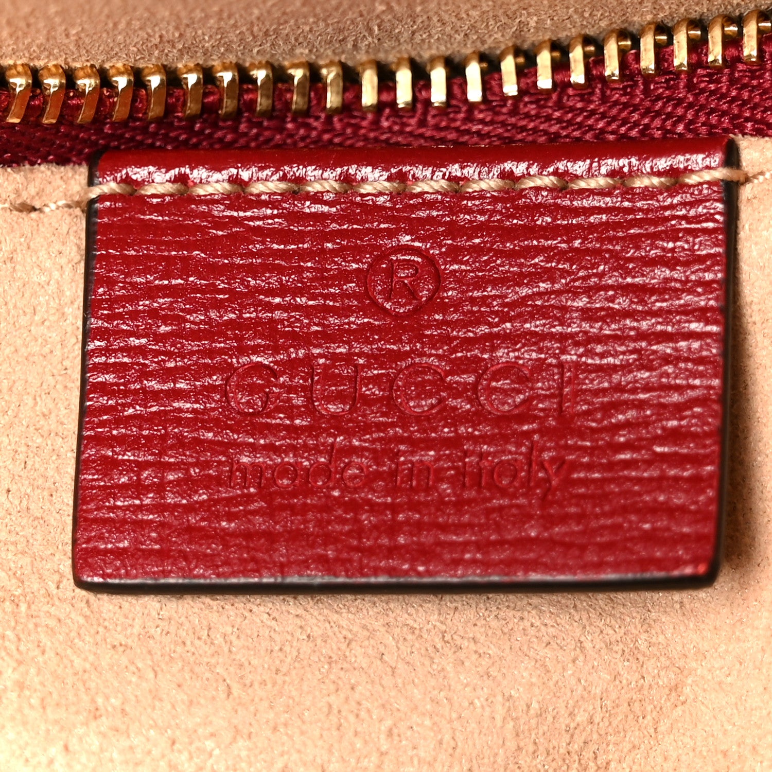 Gucci GG Supreme Monogram Azalea Calfskin Horsebit 1955 Shoulder Bag Beige Ebony New Cherry Red 5 of 11