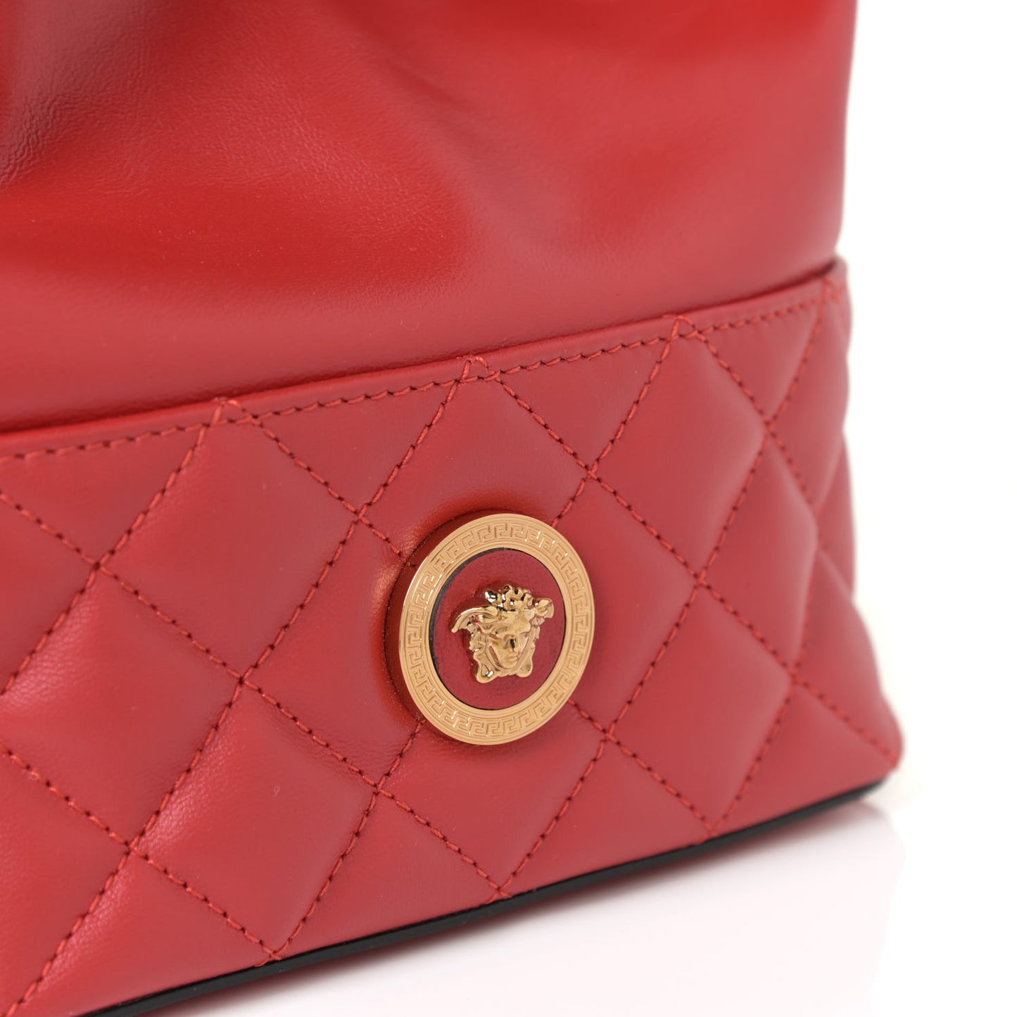 Nappa Quilted Medusa Bucket Bag Red