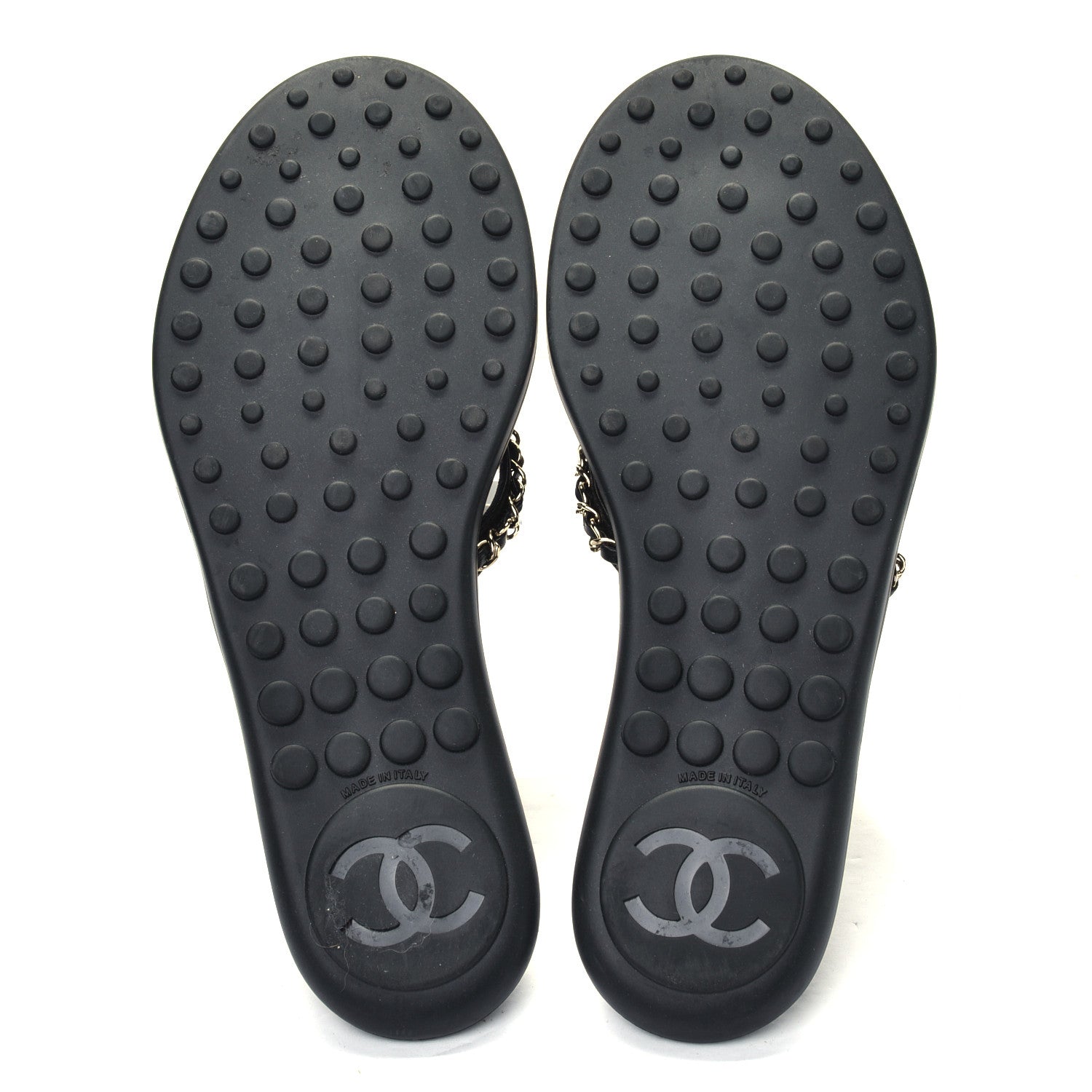 Chanel Lambskin CC Chain Thong Sandals 40 Black 4 of 4