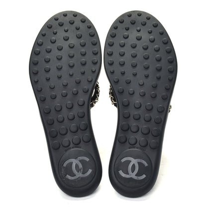 Chanel Lambskin CC Chain Thong Sandals 40 Black 4 of 4