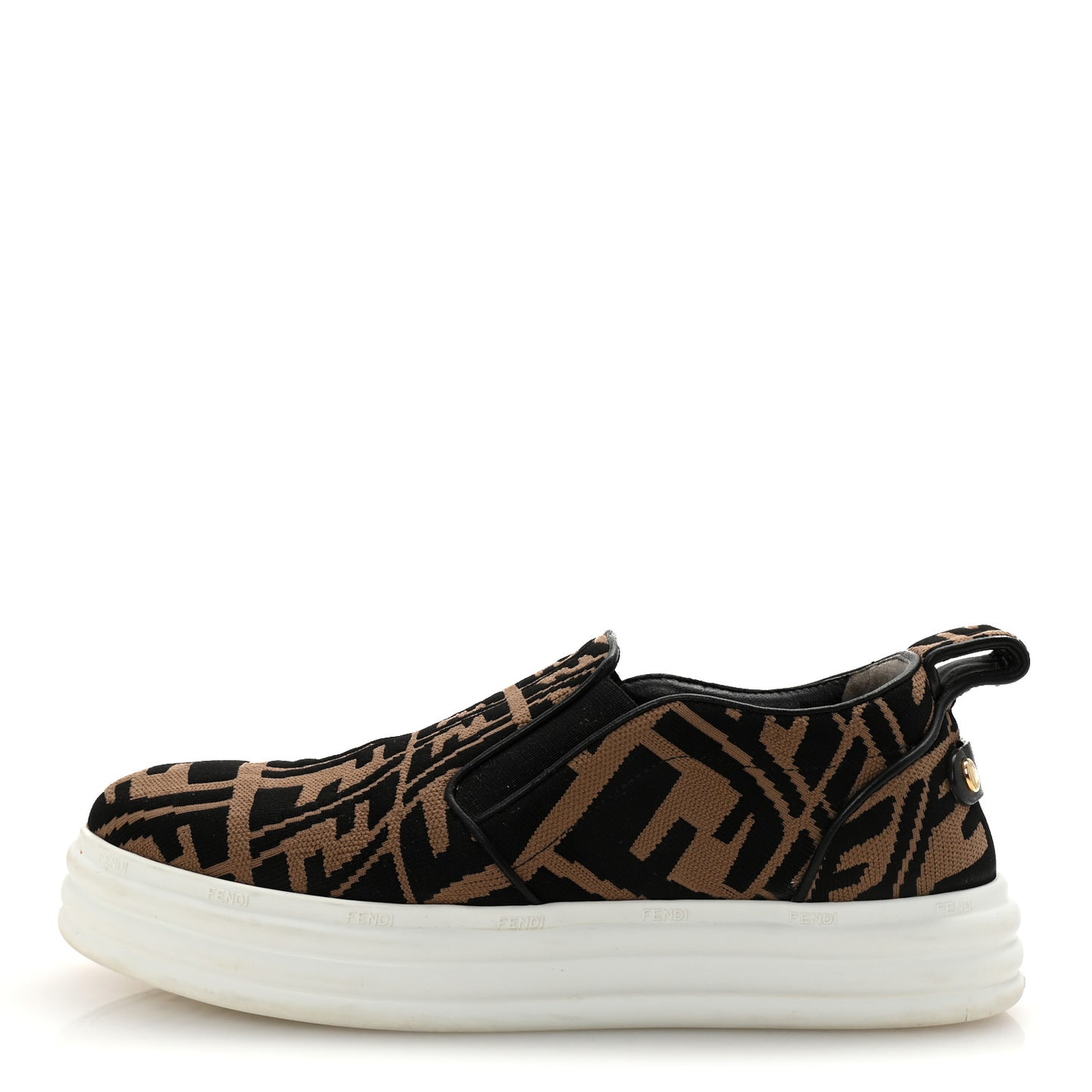 X SARA COLEMAN Canvas FF Vertigo Embroidered Womens Rise Slip On Sneakers 36.5 Tobacco Black