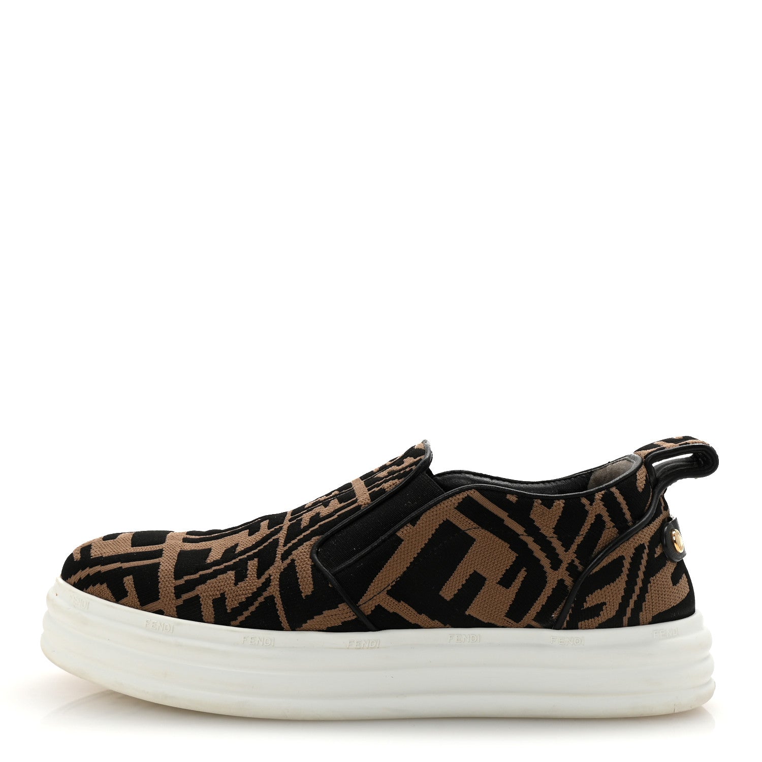 Fendi X SARA COLEMAN Canvas FF Vertigo Embroidered Womens Rise Slip On Sneakers 36.5 Tobacco Black 1 of 10