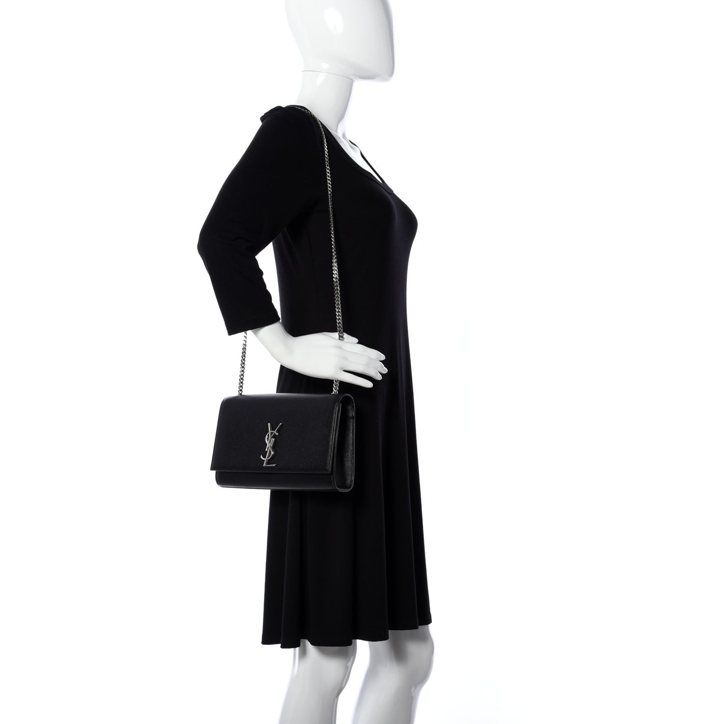 Grain De Poudre Medium Classic Monogram Kate Satchel Black