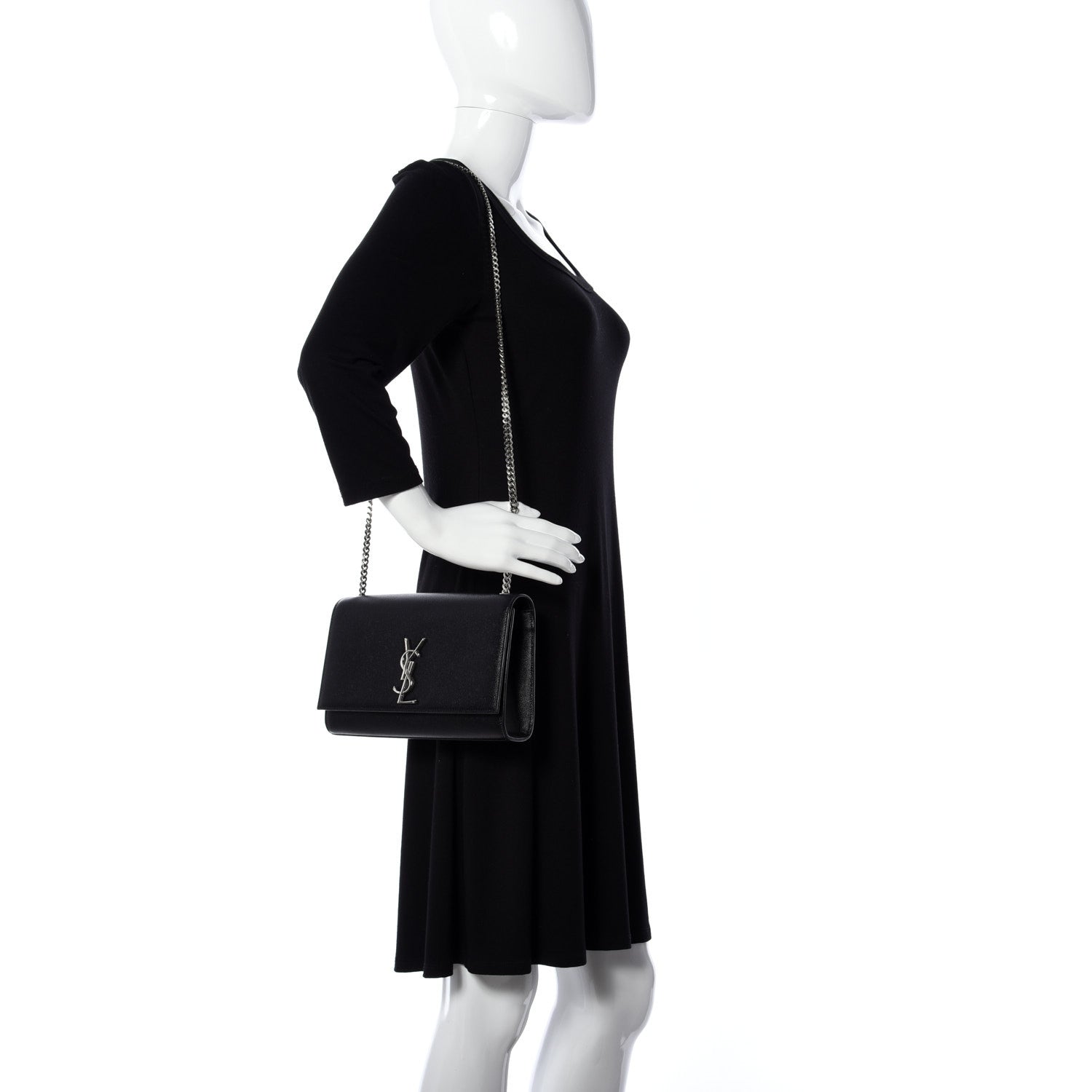 Saint Laurent Grain De Poudre Medium Classic Monogram Kate Satchel Black 2 of 13