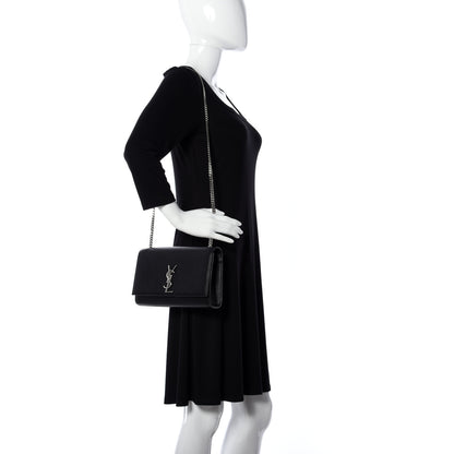 Saint Laurent Grain De Poudre Medium Classic Monogram Kate Satchel Black 2 of 13