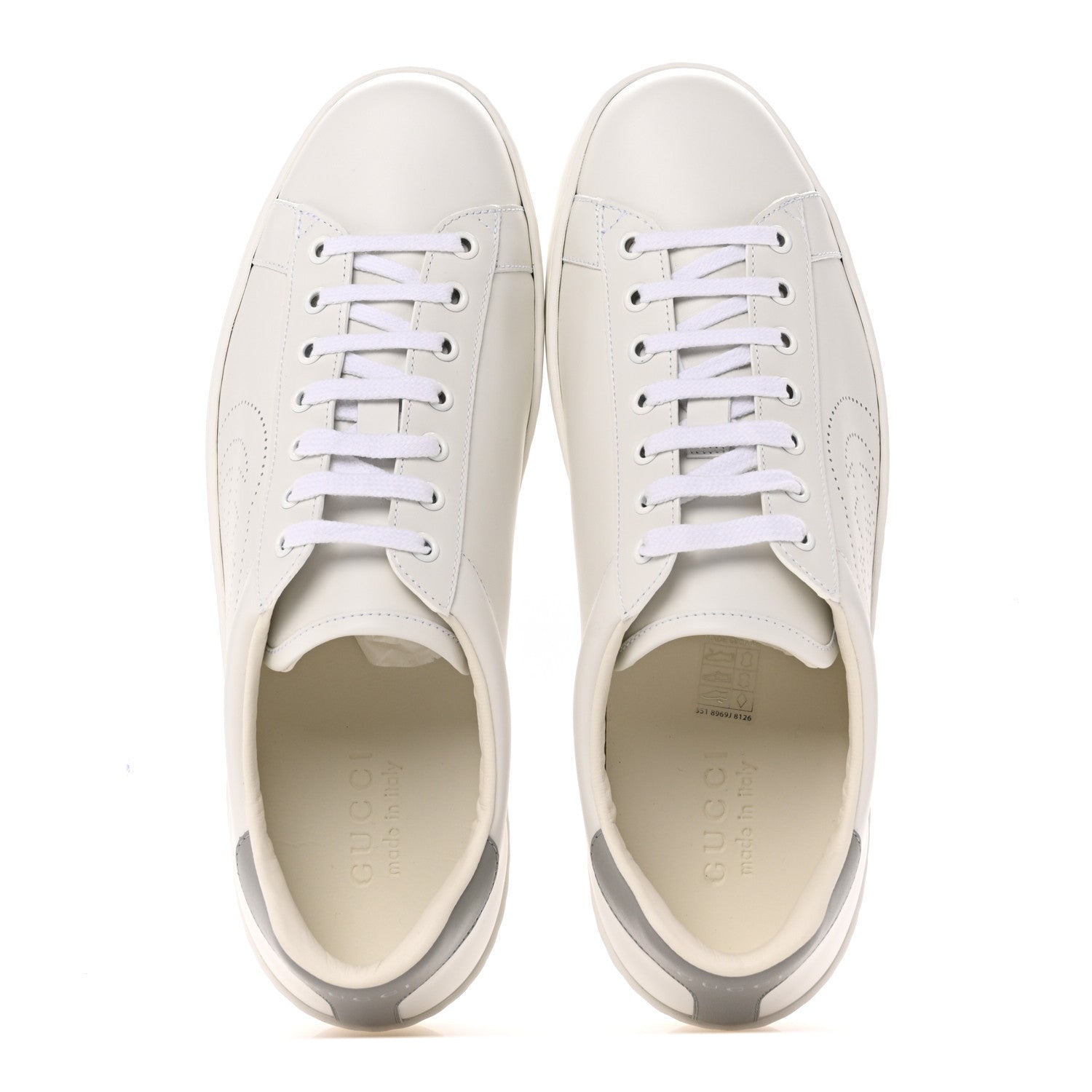 Gucci Calfskin Interlocking G Perforated Mens Ace Sneakers 9.5 White Grey Sky 2 of 11