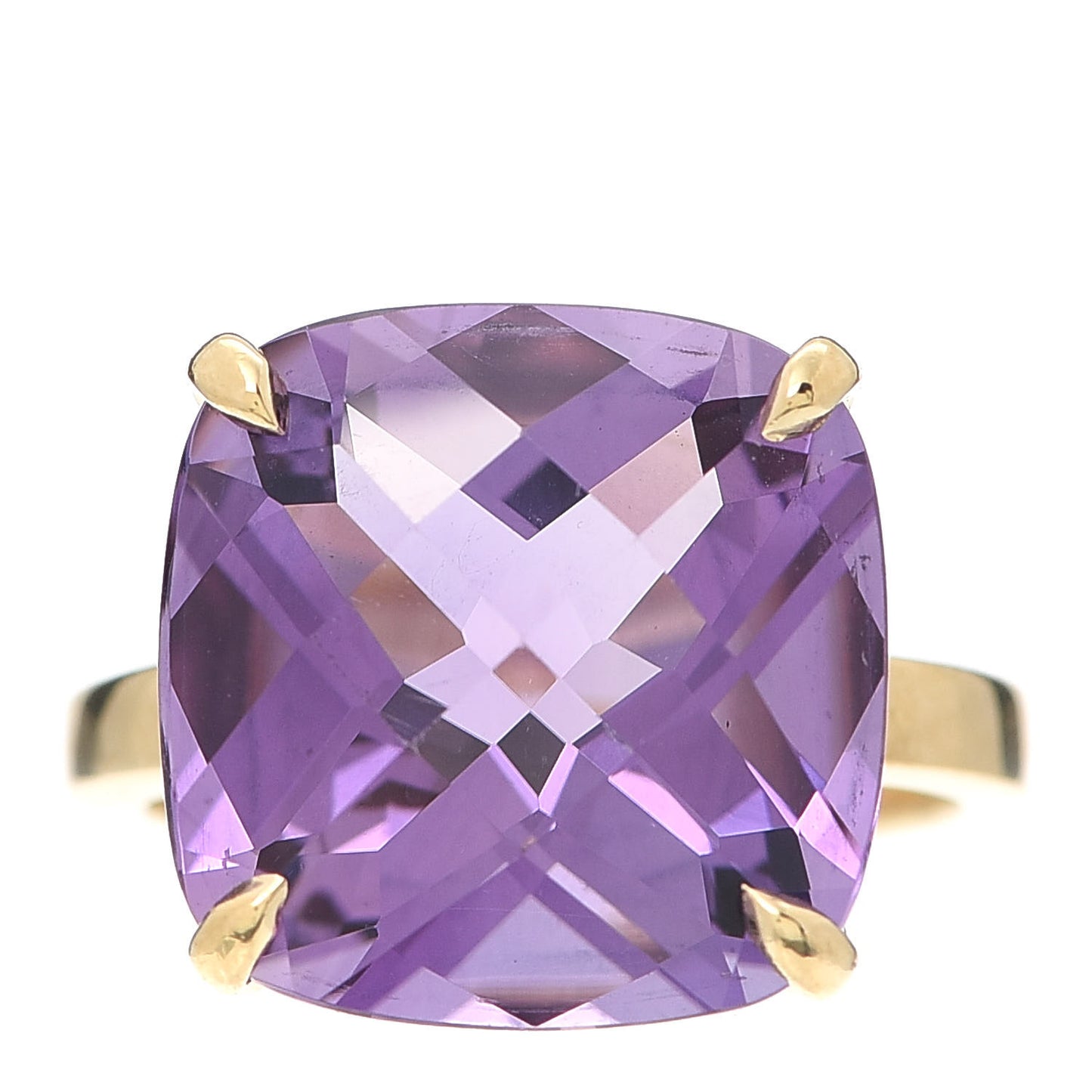 18K Yellow Gold Amethyst Sparklers Cocktail Ring 50 5.5