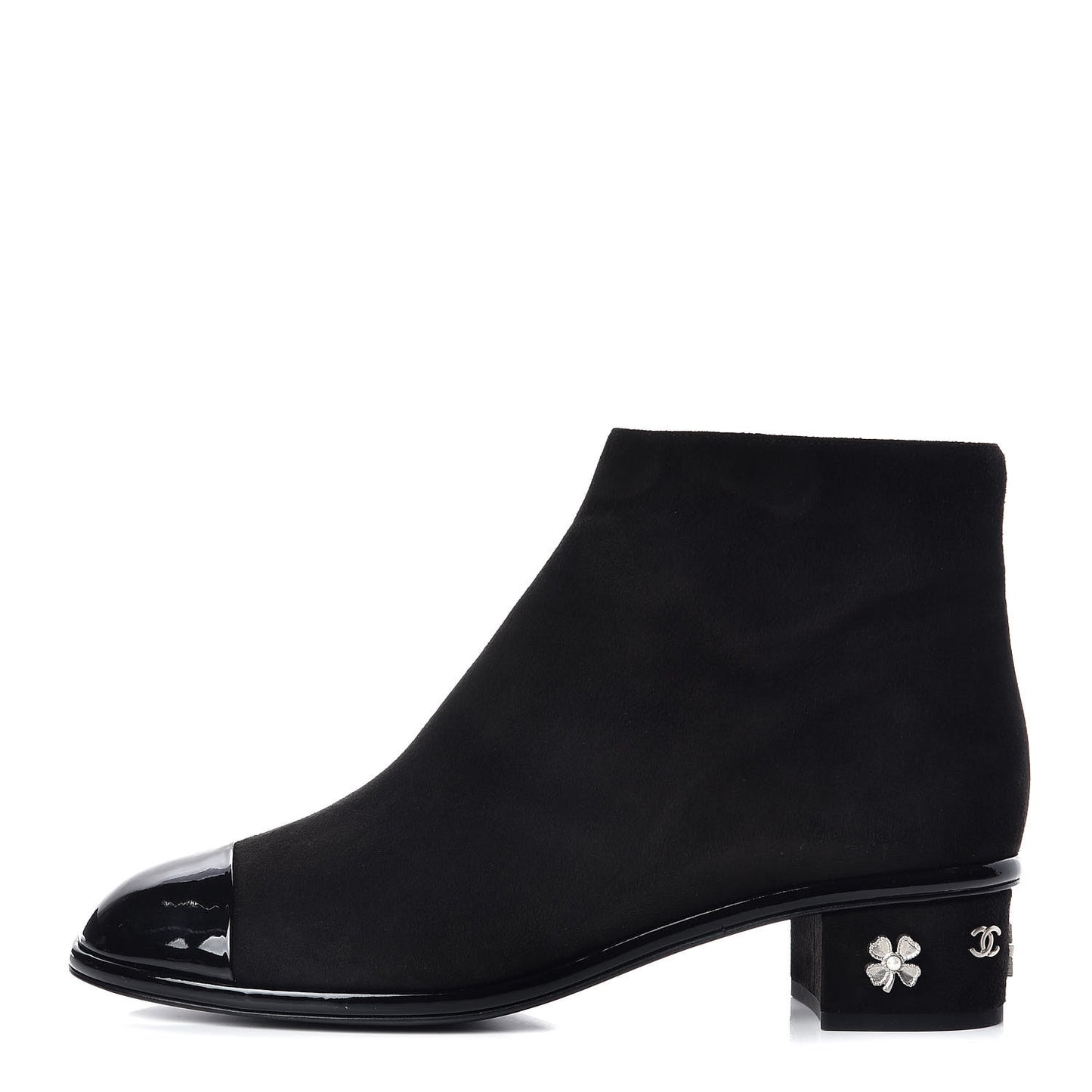Kid Suede Patent Calfskin Charm Cap Toe Short Boots 42 Black