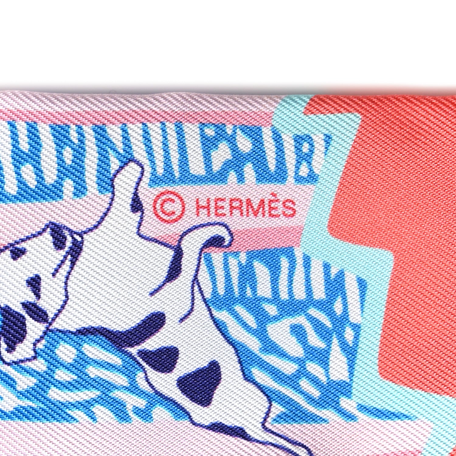 Hermes Silk En Liberte Twilly Rose Vert Bleu 4 of 4