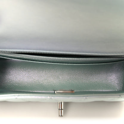 Chanel Iridescent Calfskin Quilted Mini Rectangular Flap Light Blue 5 of 11