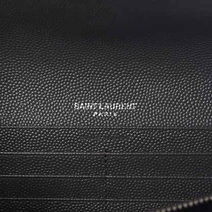 Saint Laurent Grain De Poudre Matelasse Large Monogram Flap Wallet Grey Dove White 6 of 9