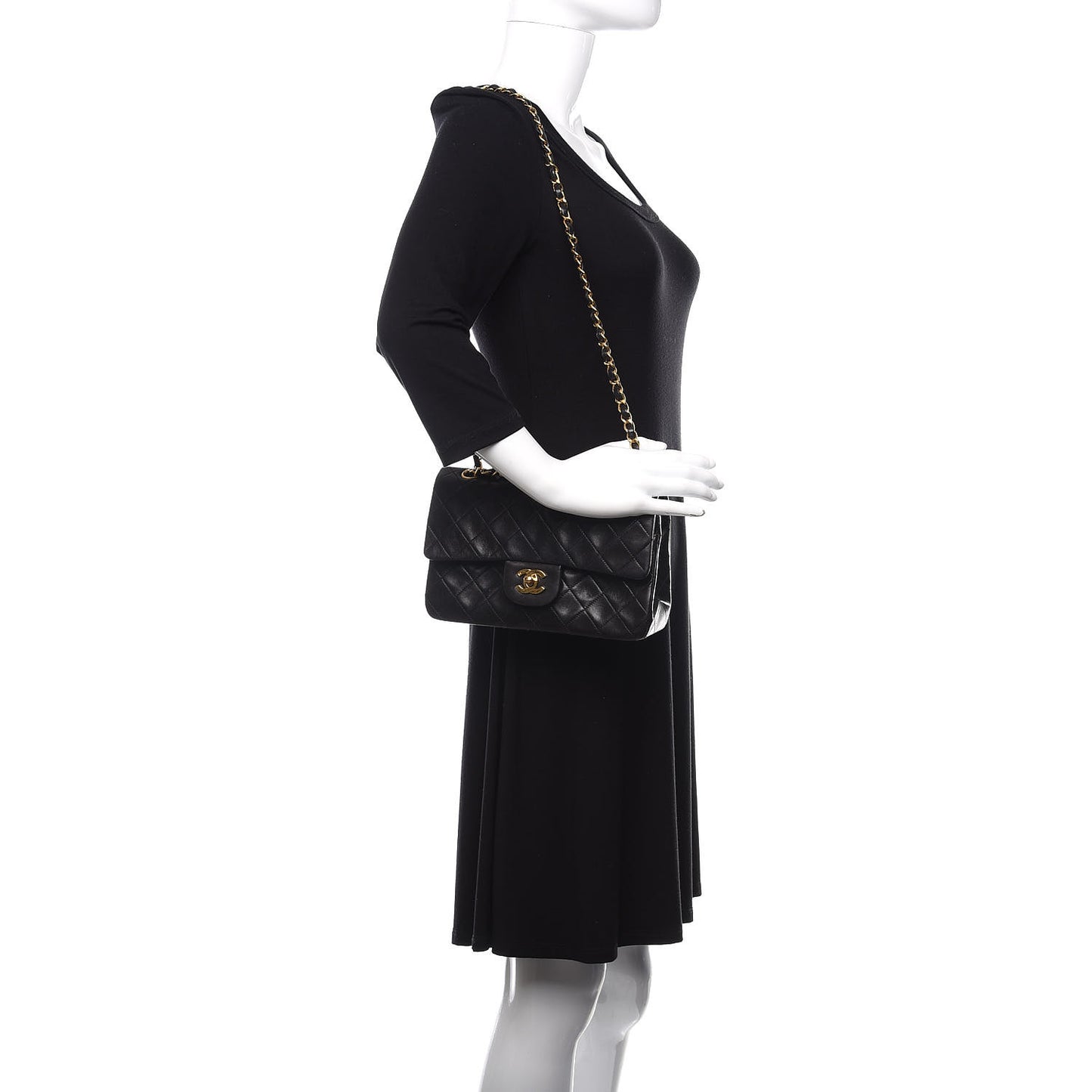 Lambskin Quilted Small Double Flap Black