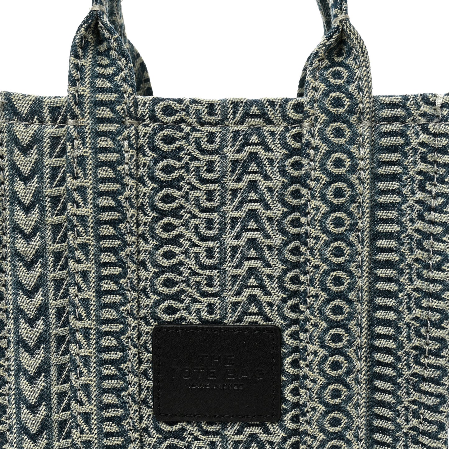 Cotton Washed Monogram Denim Crossbody Tote Bag Sun Faded Denim