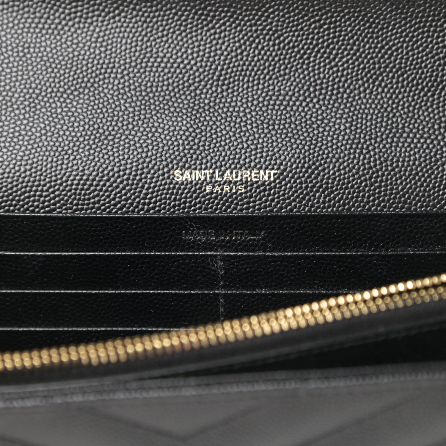 Saint Laurent Grain De Poudre Matelasse Chevron Monogram Chain Wallet Black 6 of 11