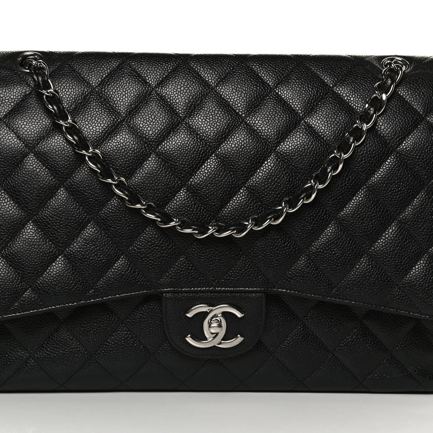 Caviar Quilted Maxi Double Flap Black